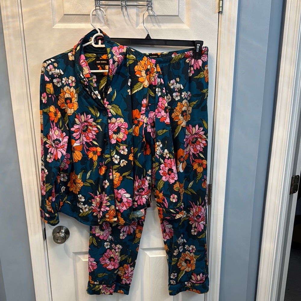 Costco Floral Pajama Set in Blue and Pink
